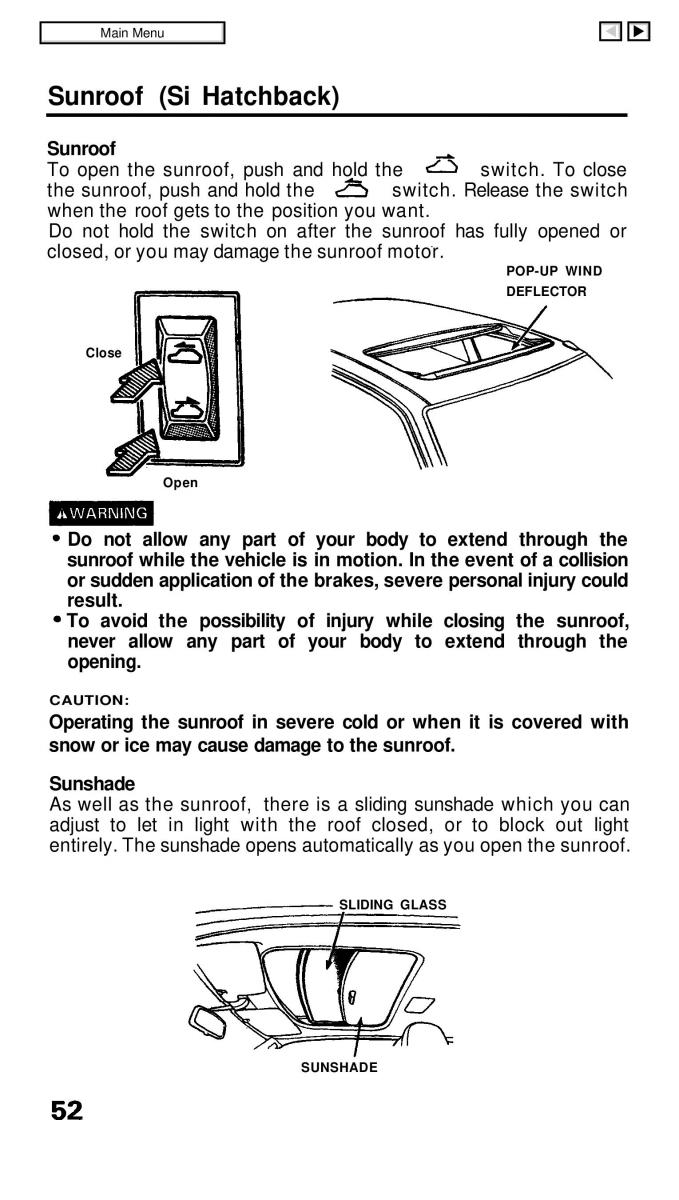 Honda Civic IV 4 Hatchback Sedan owners manual / page 59