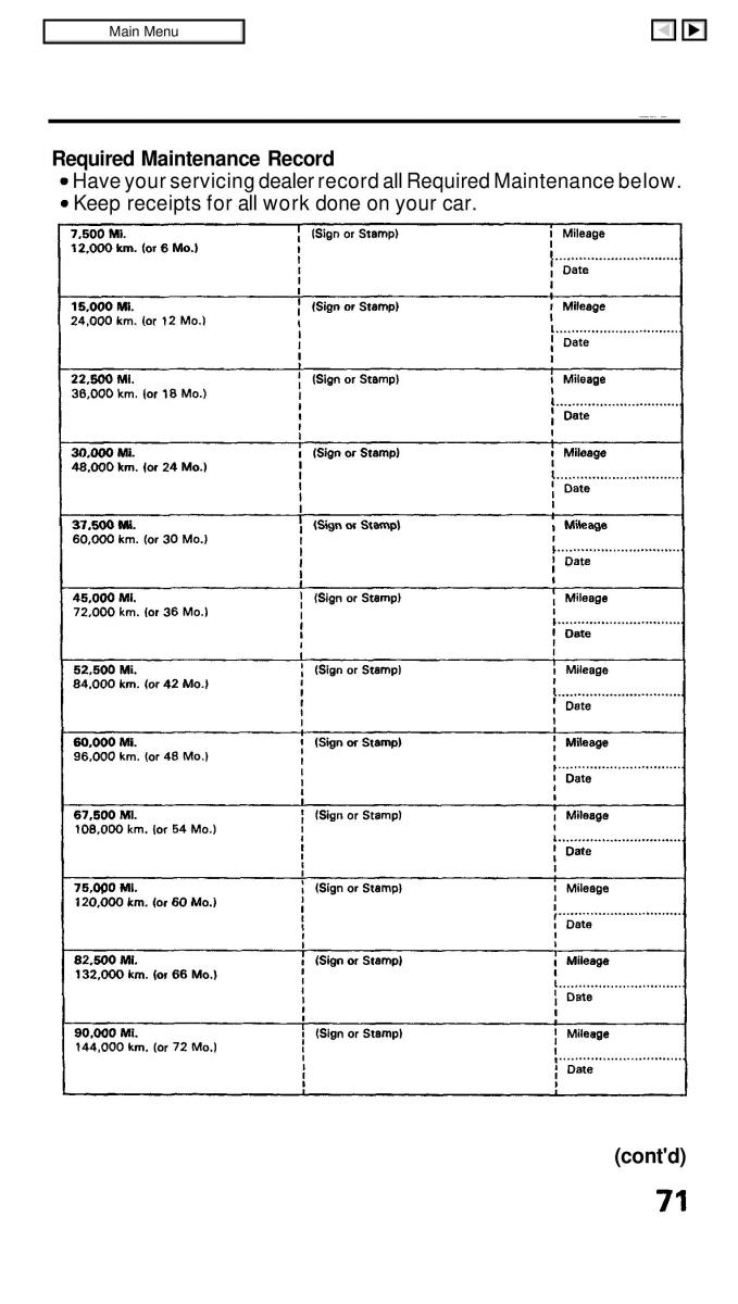 Honda Civic IV 4 Hatchback Sedan owners manual / page 71