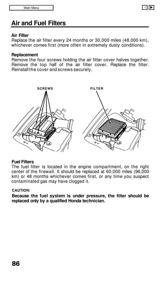 Honda Civic IV 4 Hatchback Sedan owners manual / page 86