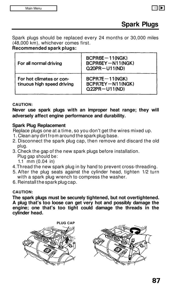 Honda Civic IV 4 Hatchback Sedan owners manual / page 87