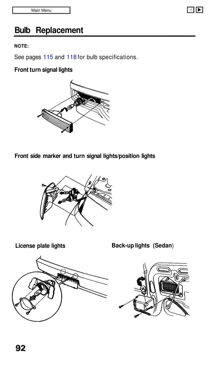 Honda Civic IV 4 Hatchback Sedan owners manual / page 92