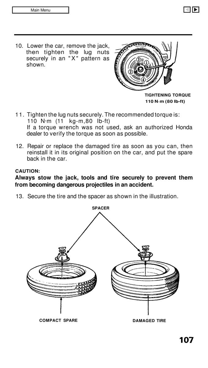 Honda Civic IV 4 Hatchback Sedan owners manual / page 107