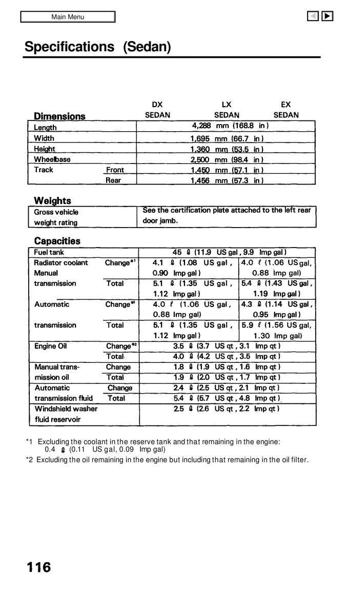 Honda Civic IV 4 Hatchback Sedan owners manual / page 116