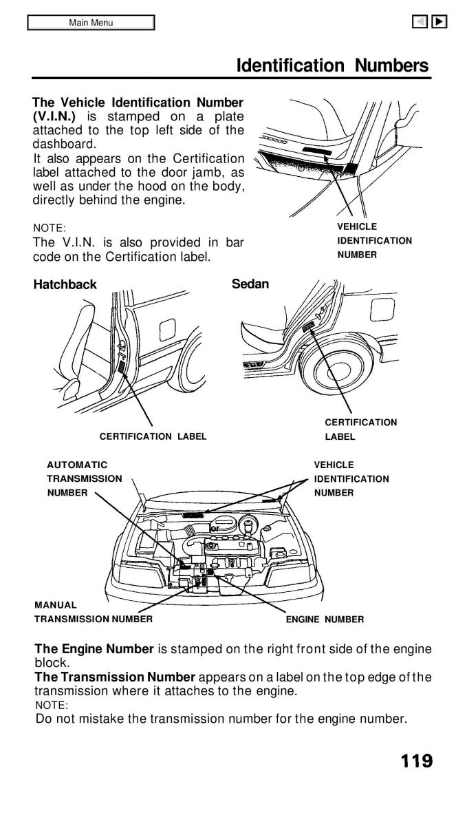 Honda Civic IV 4 Hatchback Sedan owners manual / page 119