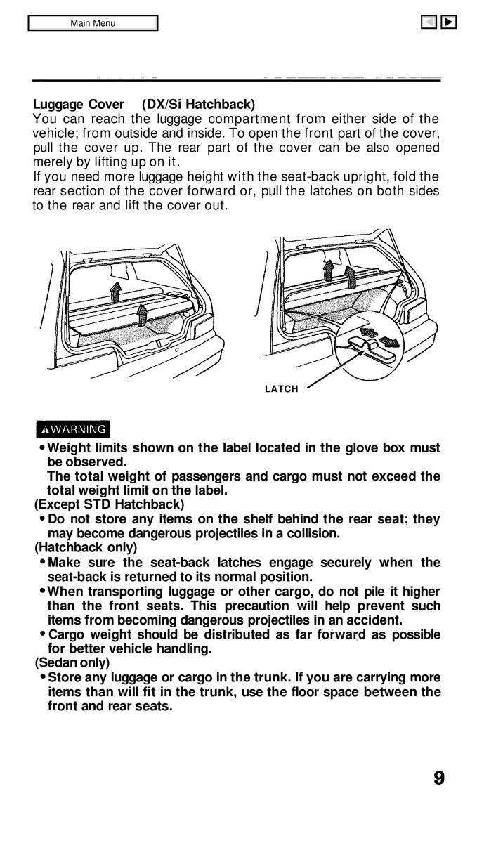 manual  Honda Civic IV 4 Hatchback Sedan owners manual / page 16