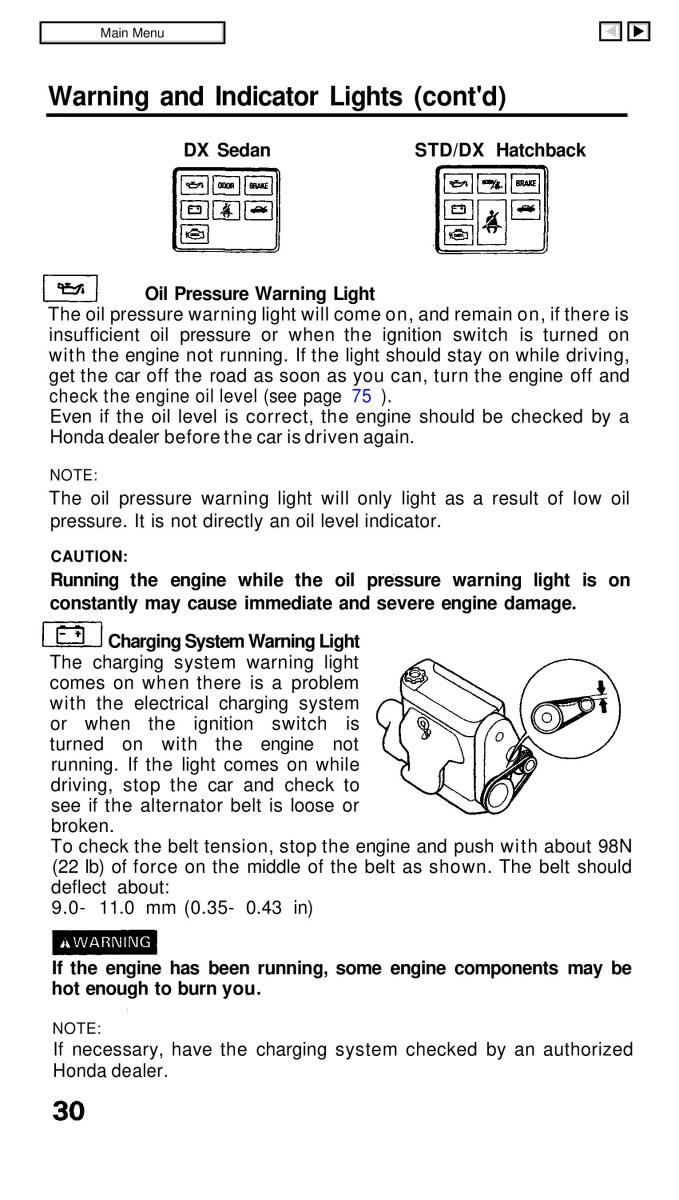 Honda Civic IV 4 Hatchback Sedan owners manual / page 37