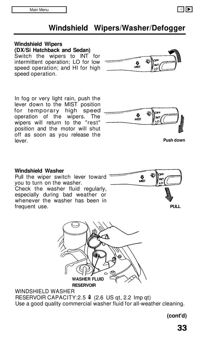 Honda Civic IV 4 Hatchback Sedan owners manual / page 40