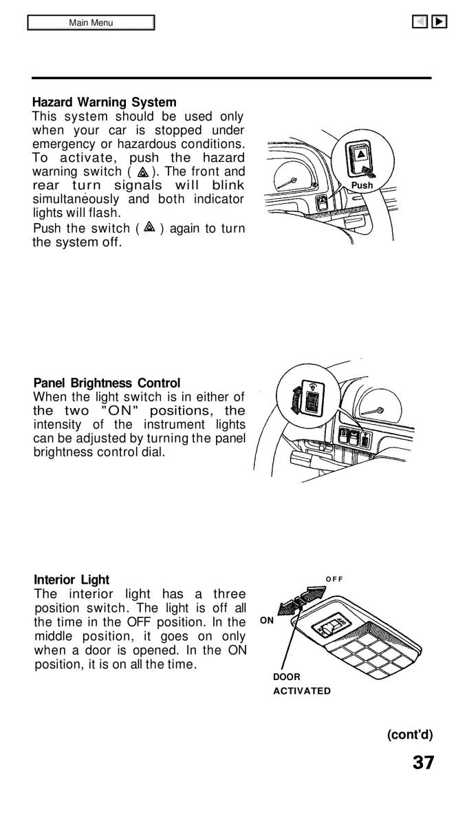 Honda Civic IV 4 Hatchback Sedan owners manual / page 44