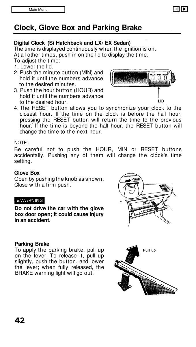 Honda Civic IV 4 Hatchback Sedan owners manual / page 49