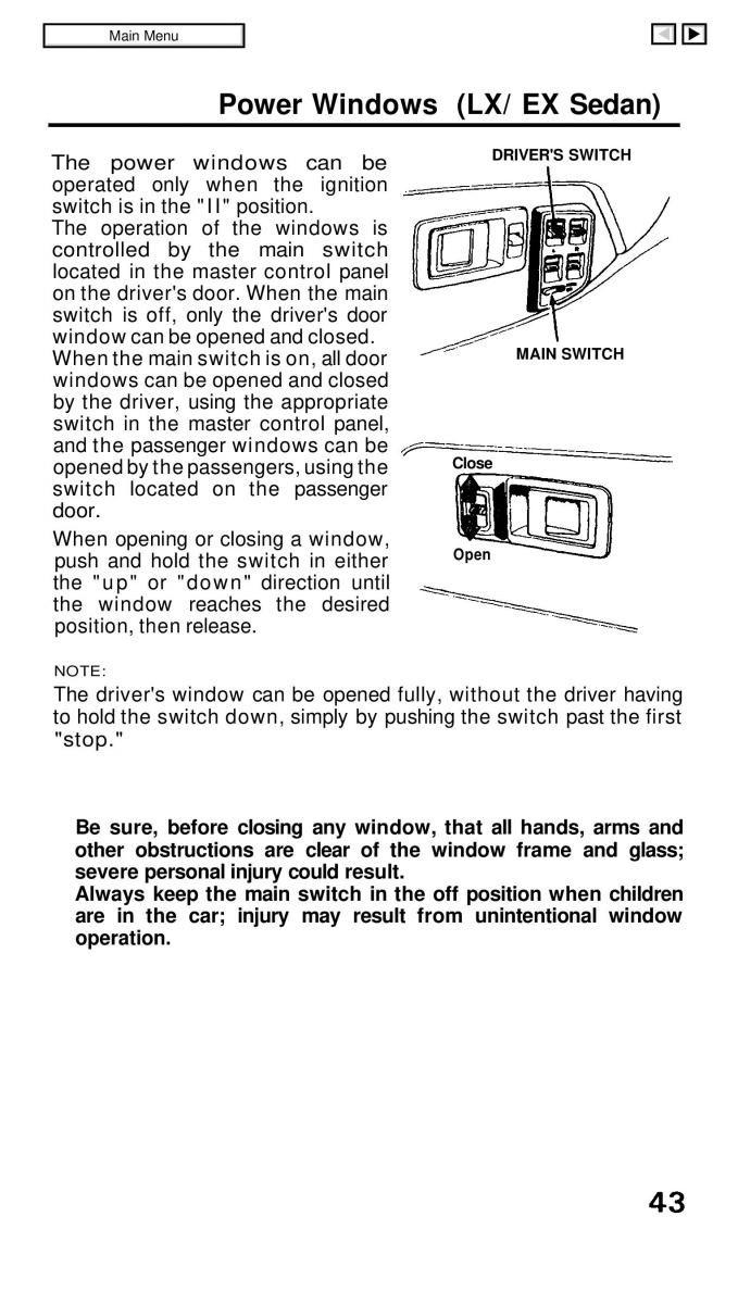 Honda Civic IV 4 Hatchback Sedan owners manual / page 50