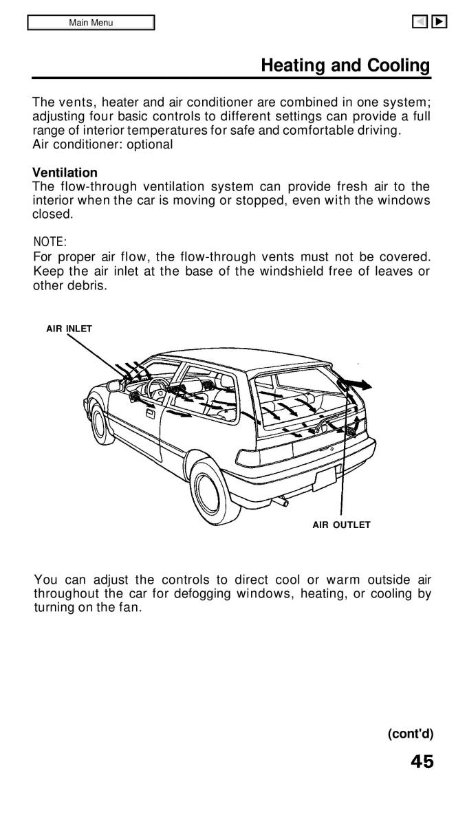 Honda Civic IV 4 Hatchback Sedan owners manual / page 52