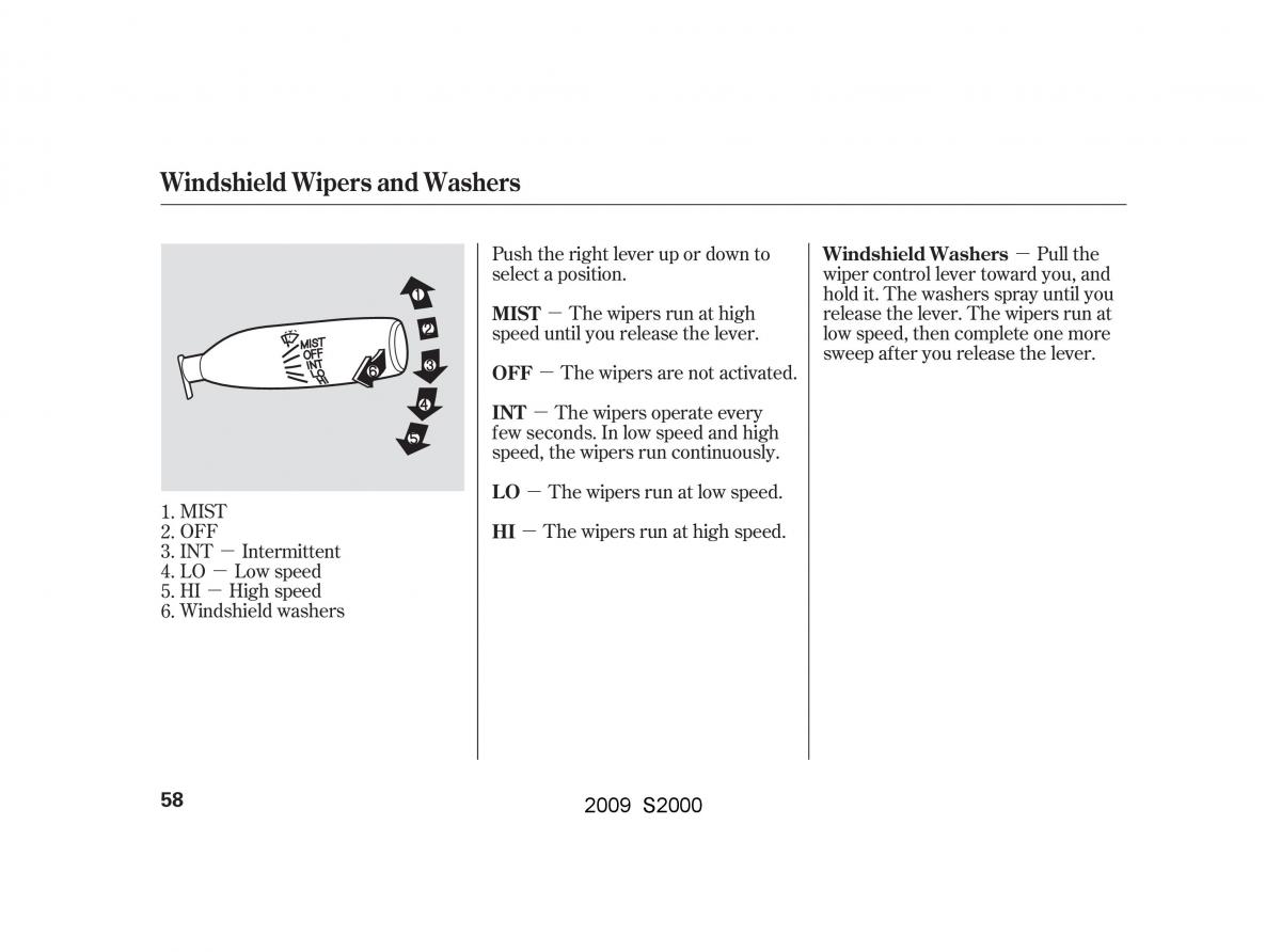 Honda S2000 AP2 owners manual / page 61