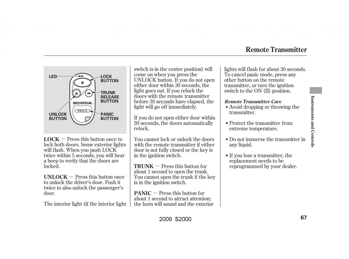 Honda S2000 AP2 owners manual / page 70