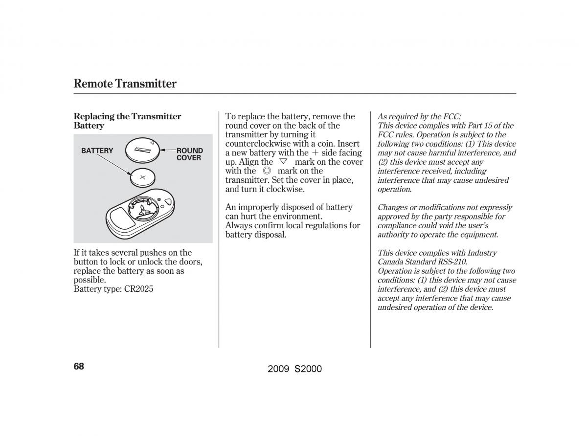 Honda S2000 AP2 owners manual / page 71