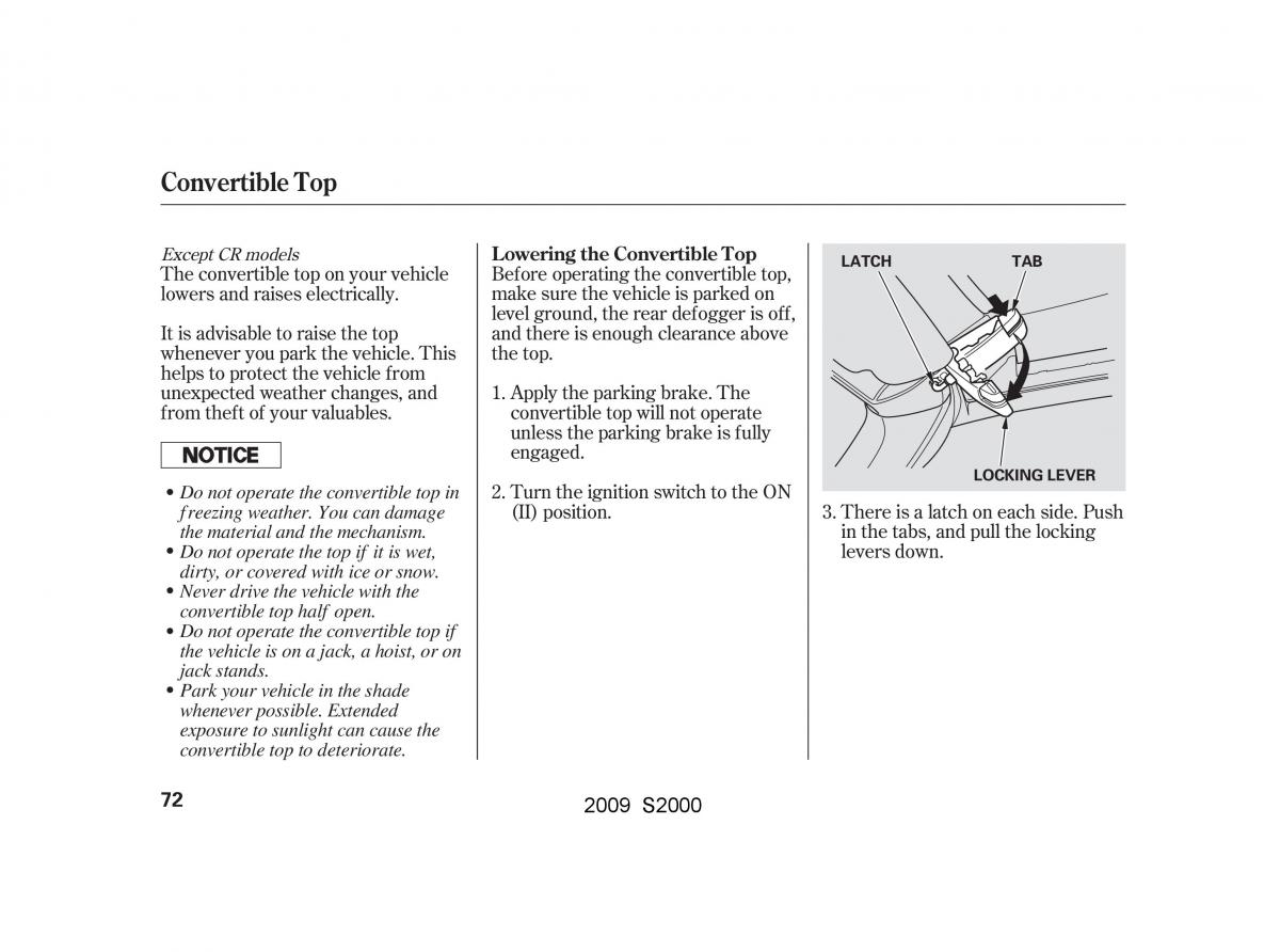 Honda S2000 AP2 owners manual / page 75