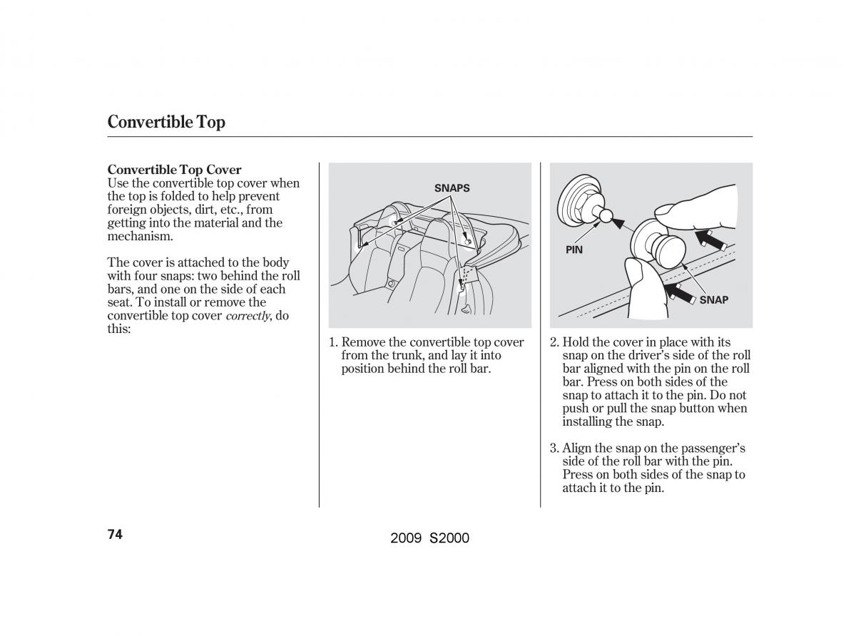 Honda S2000 AP2 owners manual / page 77