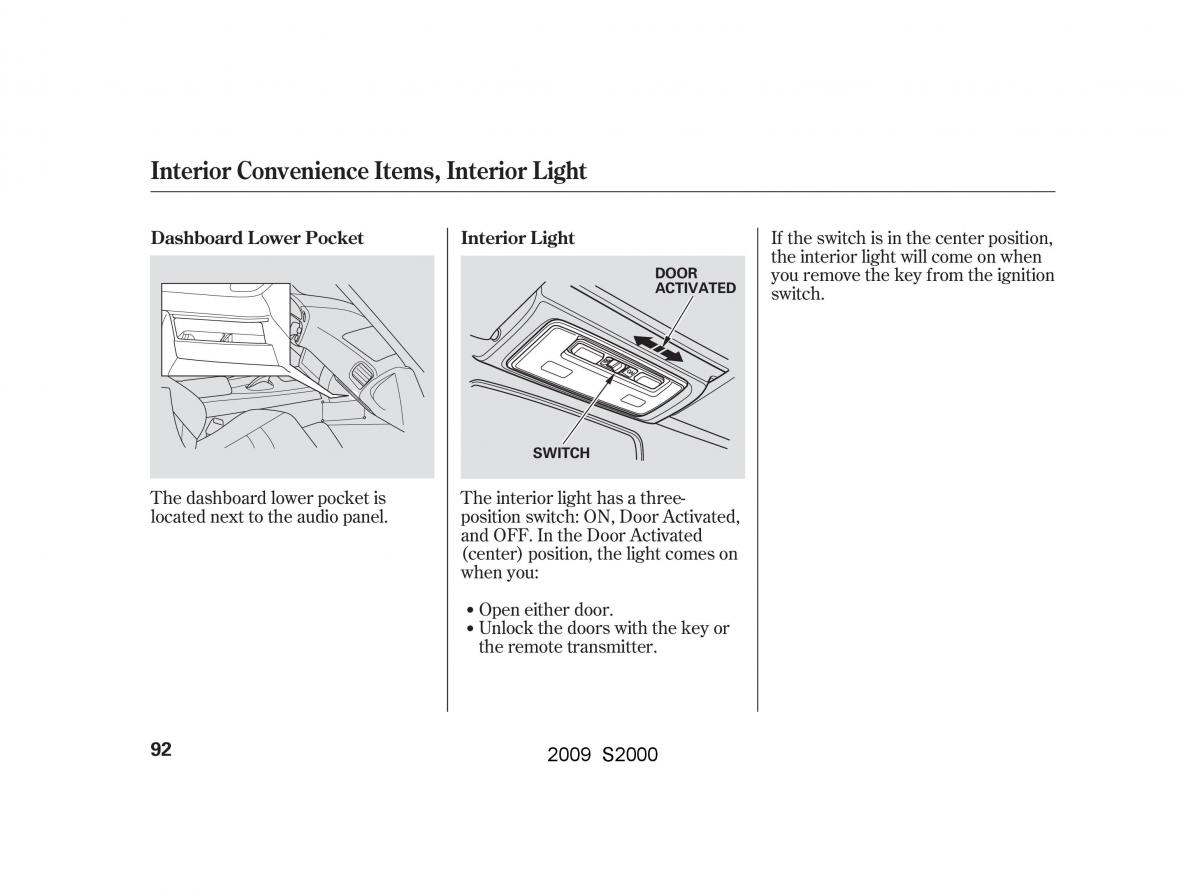 Honda S2000 AP2 owners manual / page 95