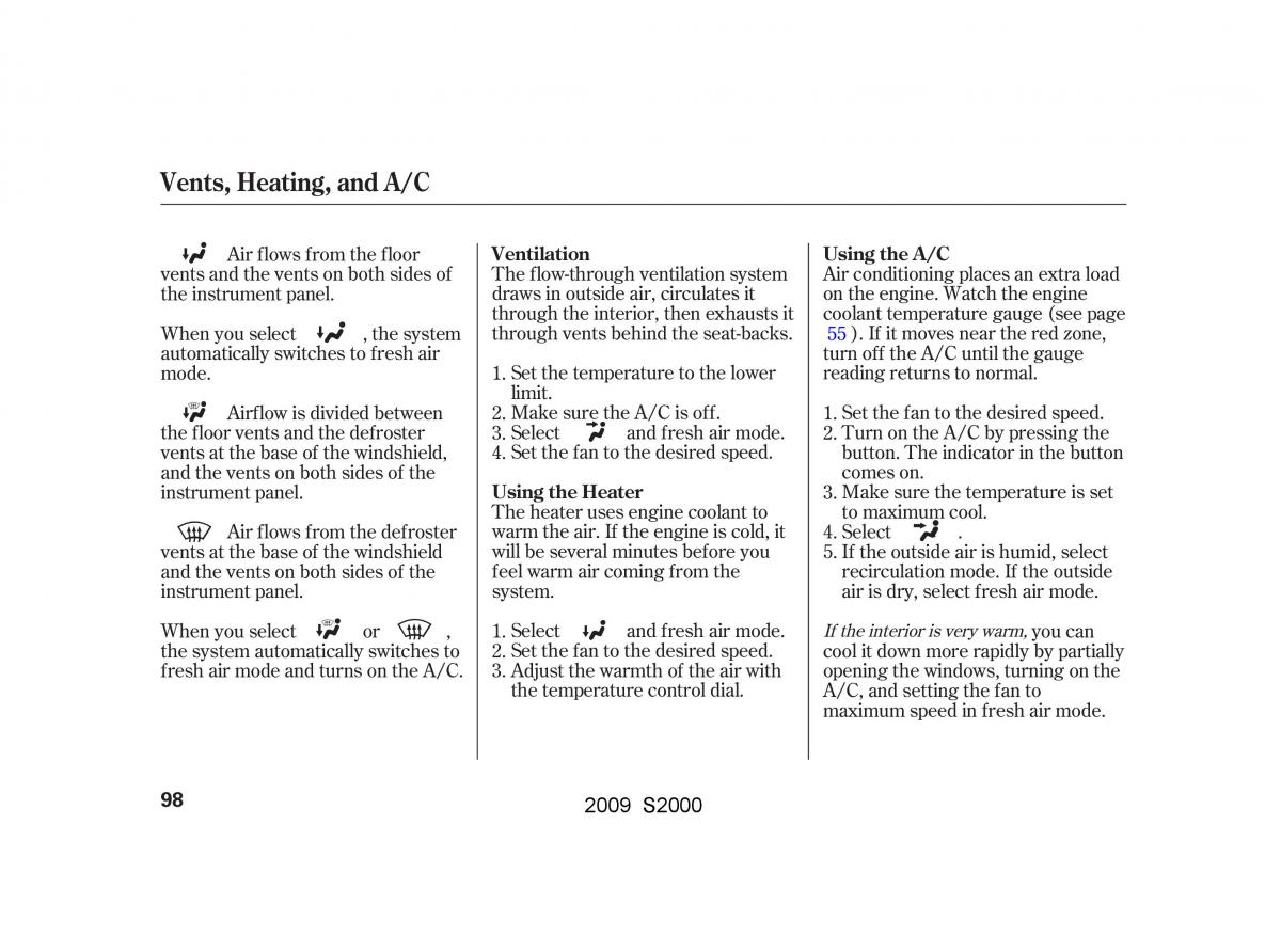 Honda S2000 AP2 owners manual / page 101