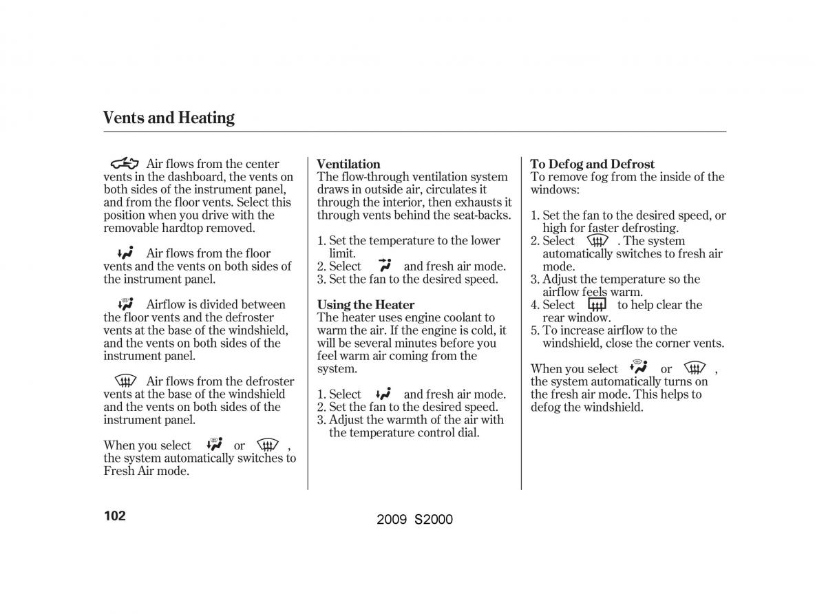 Honda S2000 AP2 owners manual / page 105