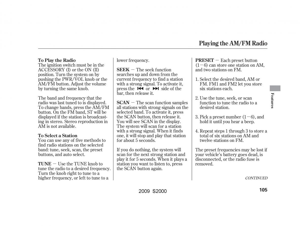 Honda S2000 AP2 owners manual / page 108