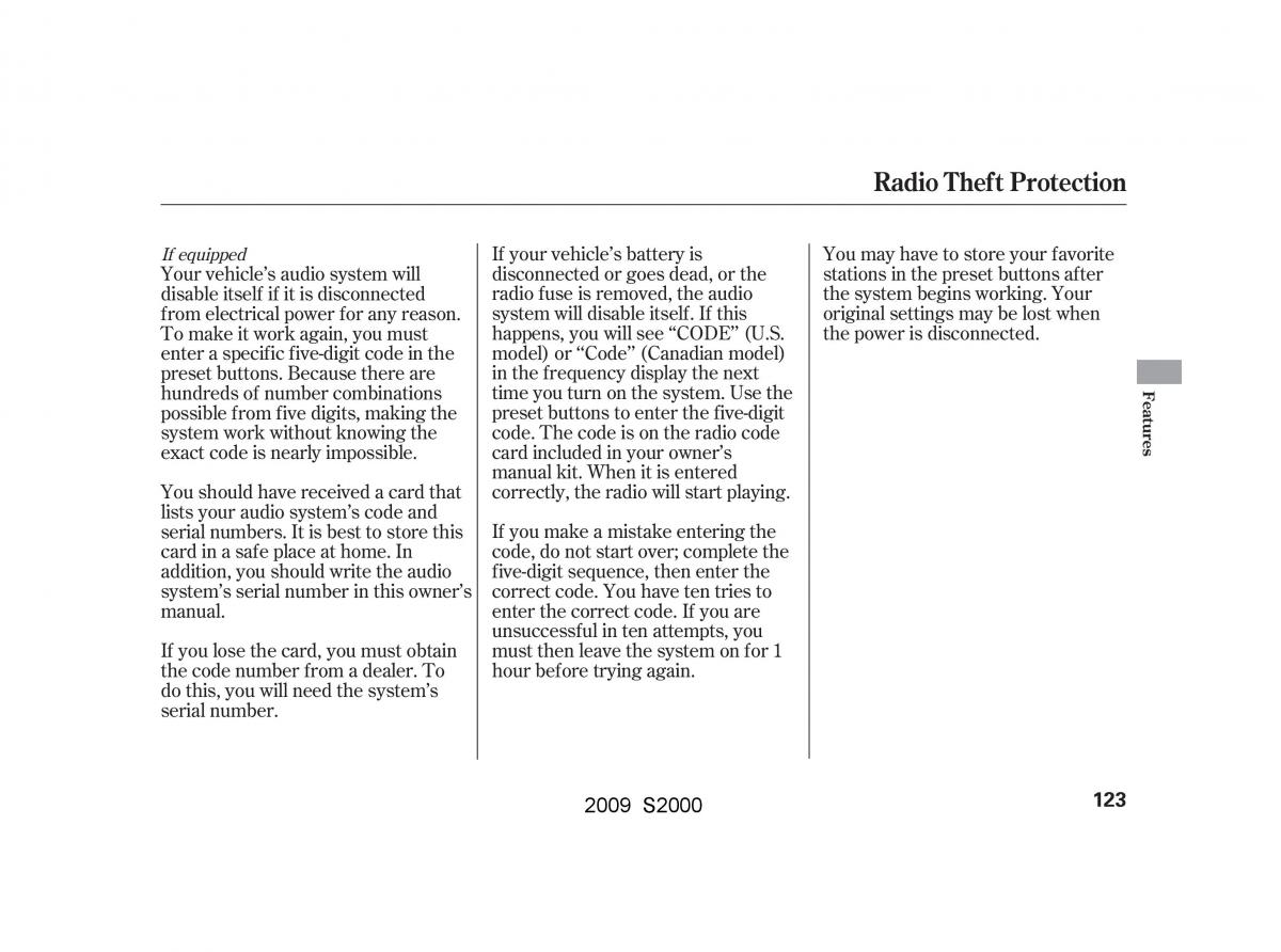 Honda S2000 AP2 owners manual / page 126