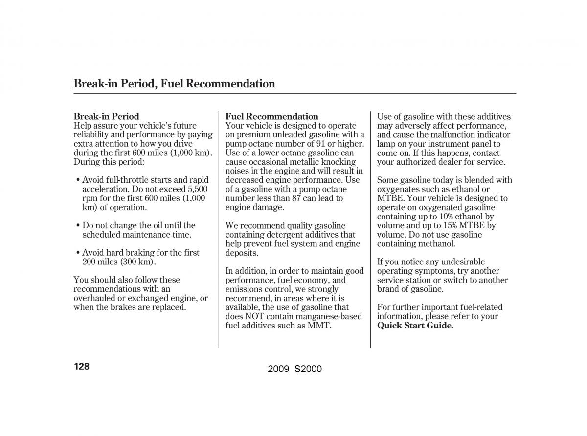 Honda S2000 AP2 owners manual / page 131