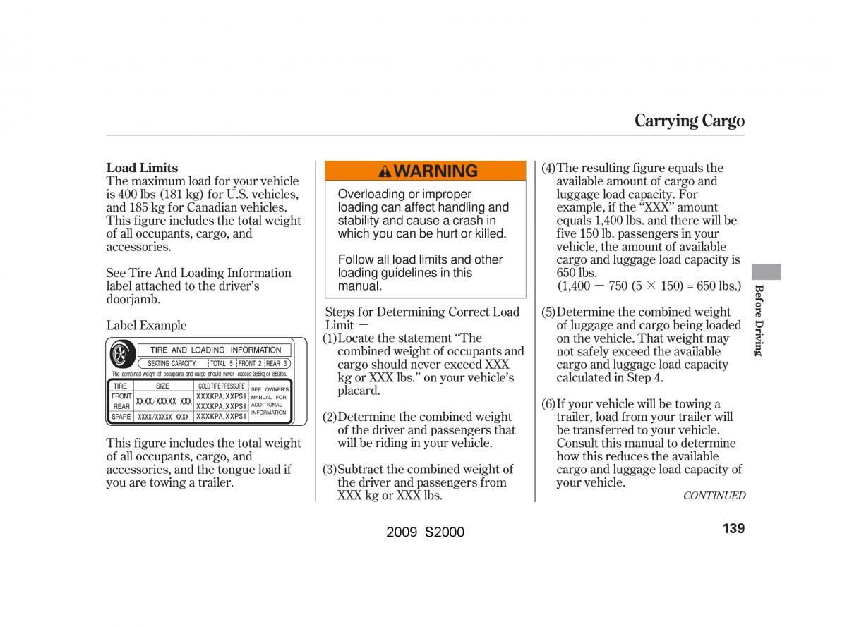 Honda S2000 AP2 owners manual / page 142