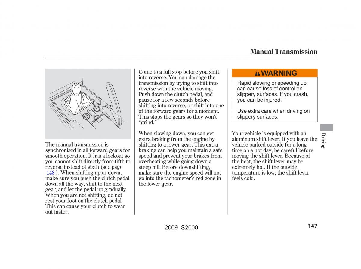 Honda S2000 AP2 owners manual / page 150