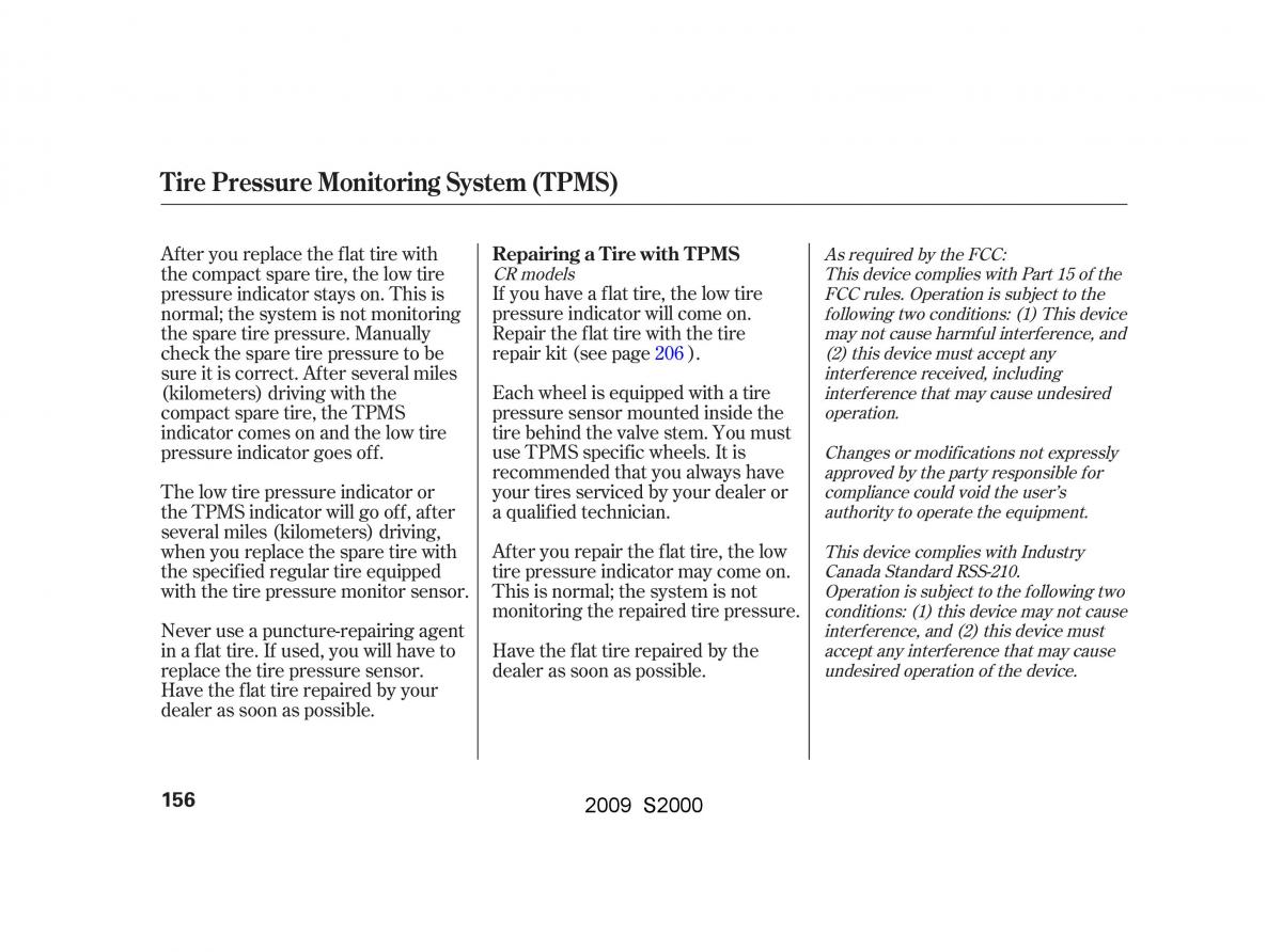 Honda S2000 AP2 owners manual / page 159