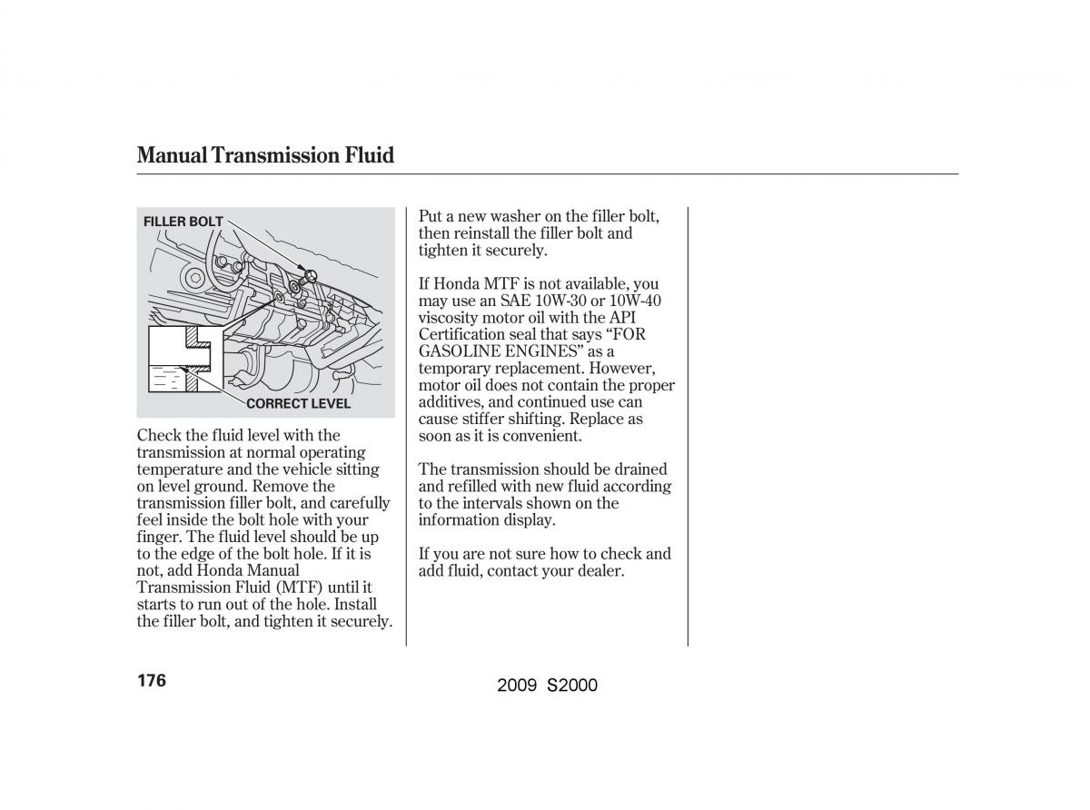 Honda S2000 AP2 owners manual / page 179