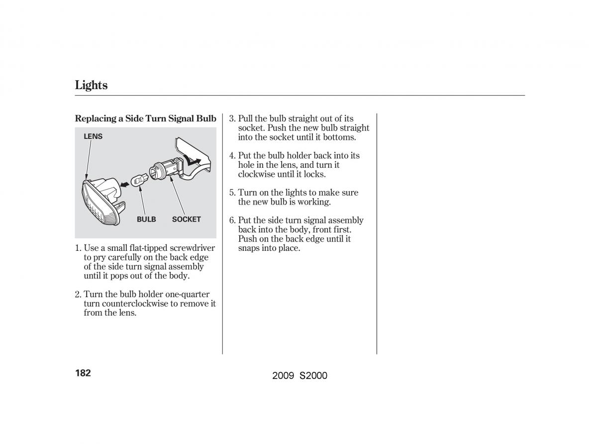 Honda S2000 AP2 owners manual / page 185