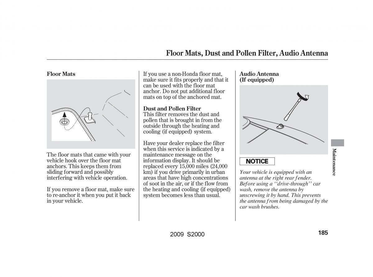 Honda S2000 AP2 owners manual / page 188