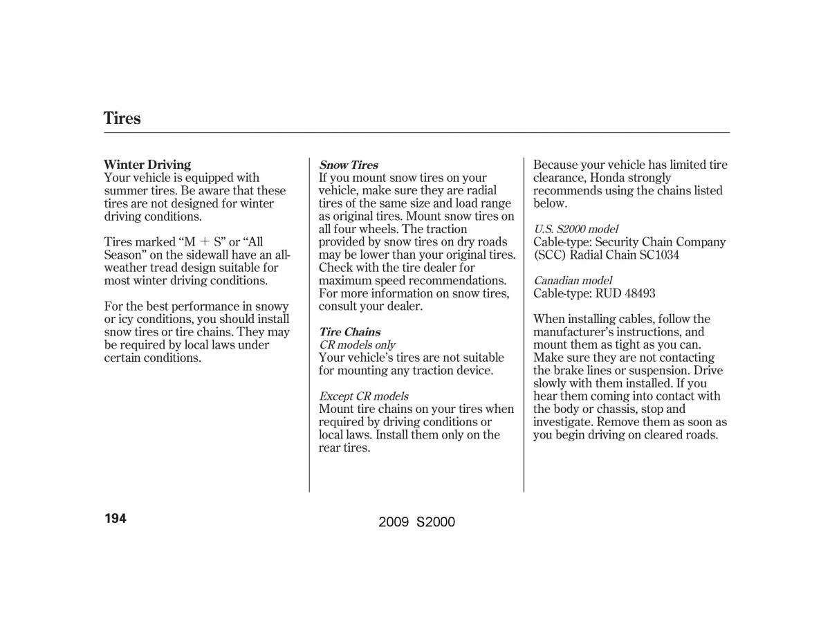 Honda S2000 AP2 owners manual / page 197