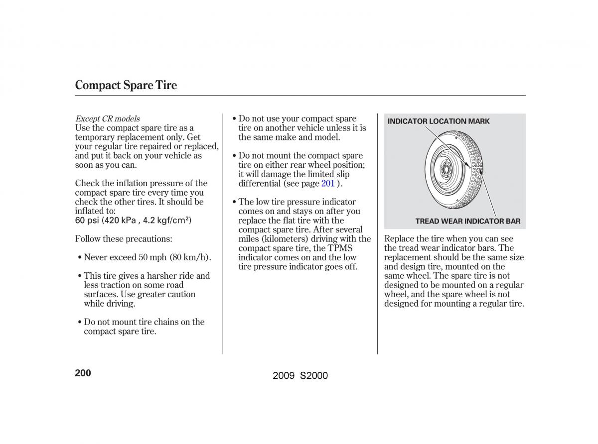 Honda S2000 AP2 owners manual / page 203