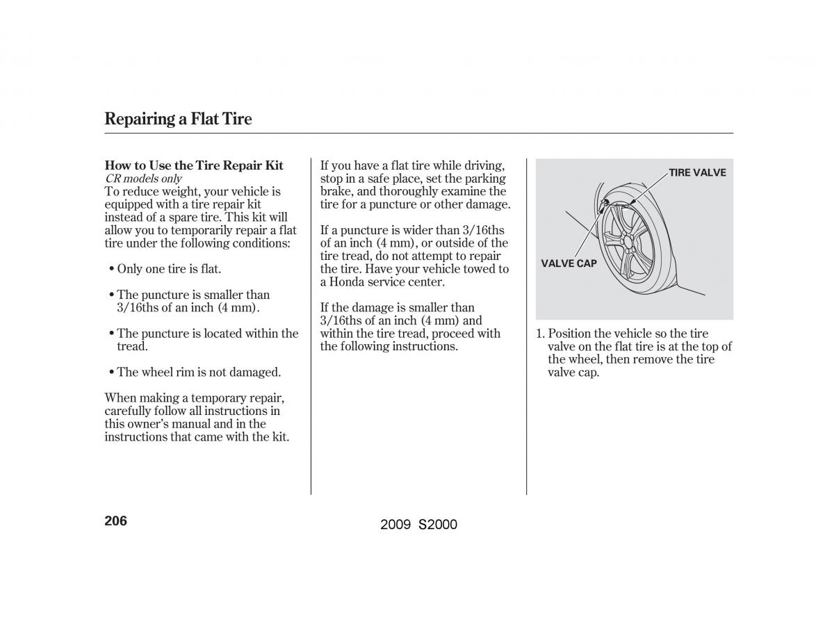 Honda S2000 AP2 owners manual / page 209