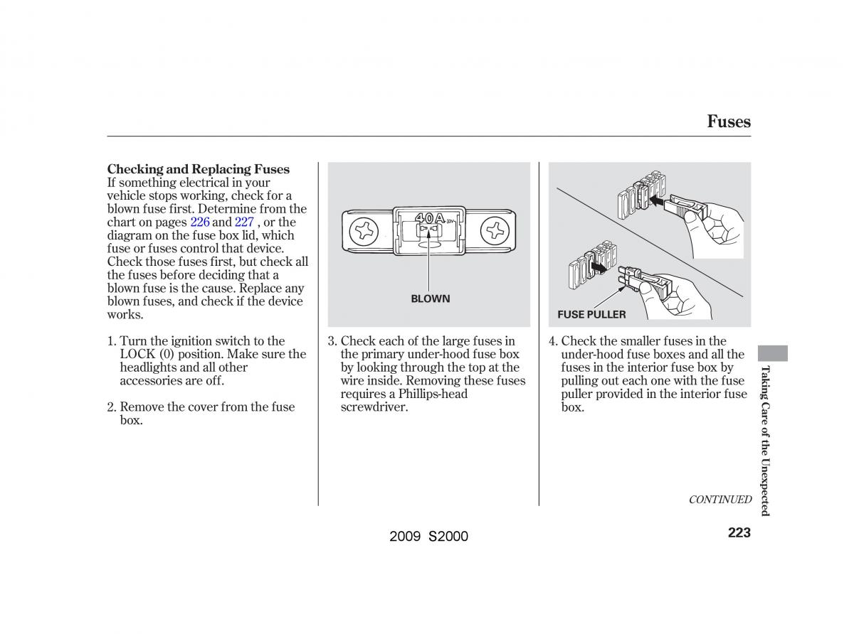 Honda S2000 AP2 owners manual / page 226