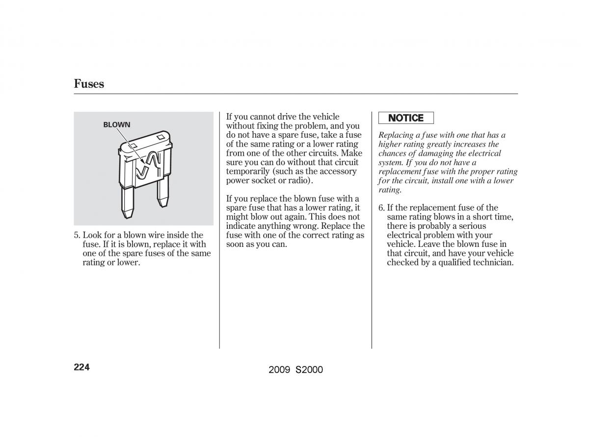 Honda S2000 AP2 owners manual / page 227