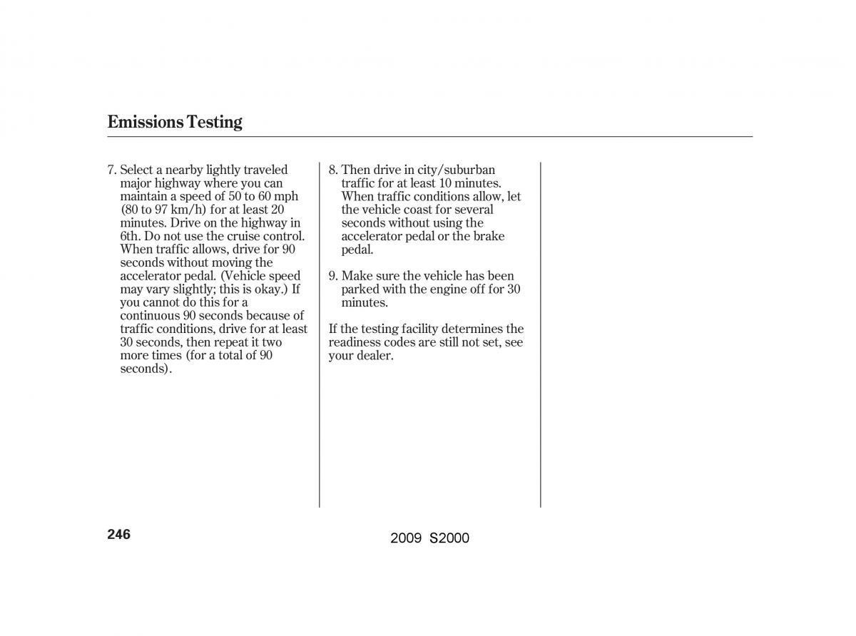 Honda S2000 AP2 owners manual / page 249