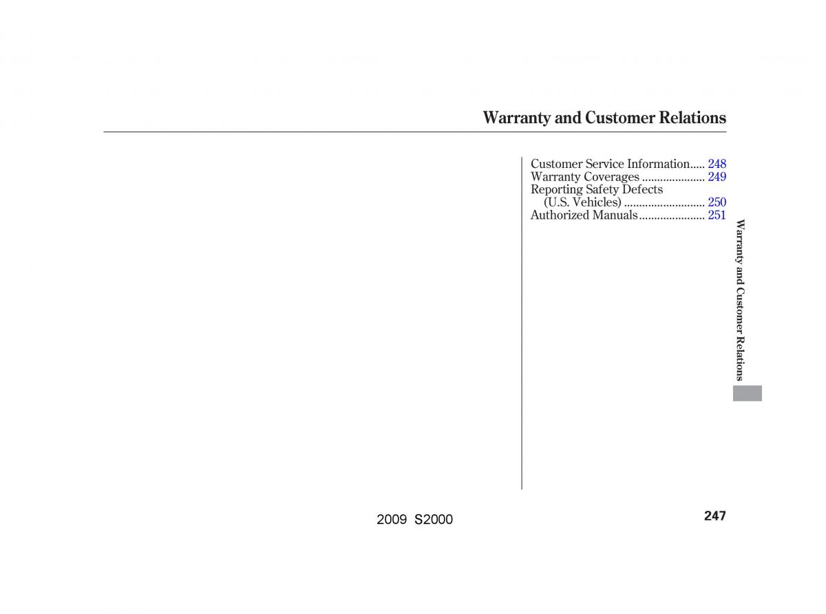 Honda S2000 AP2 owners manual / page 250