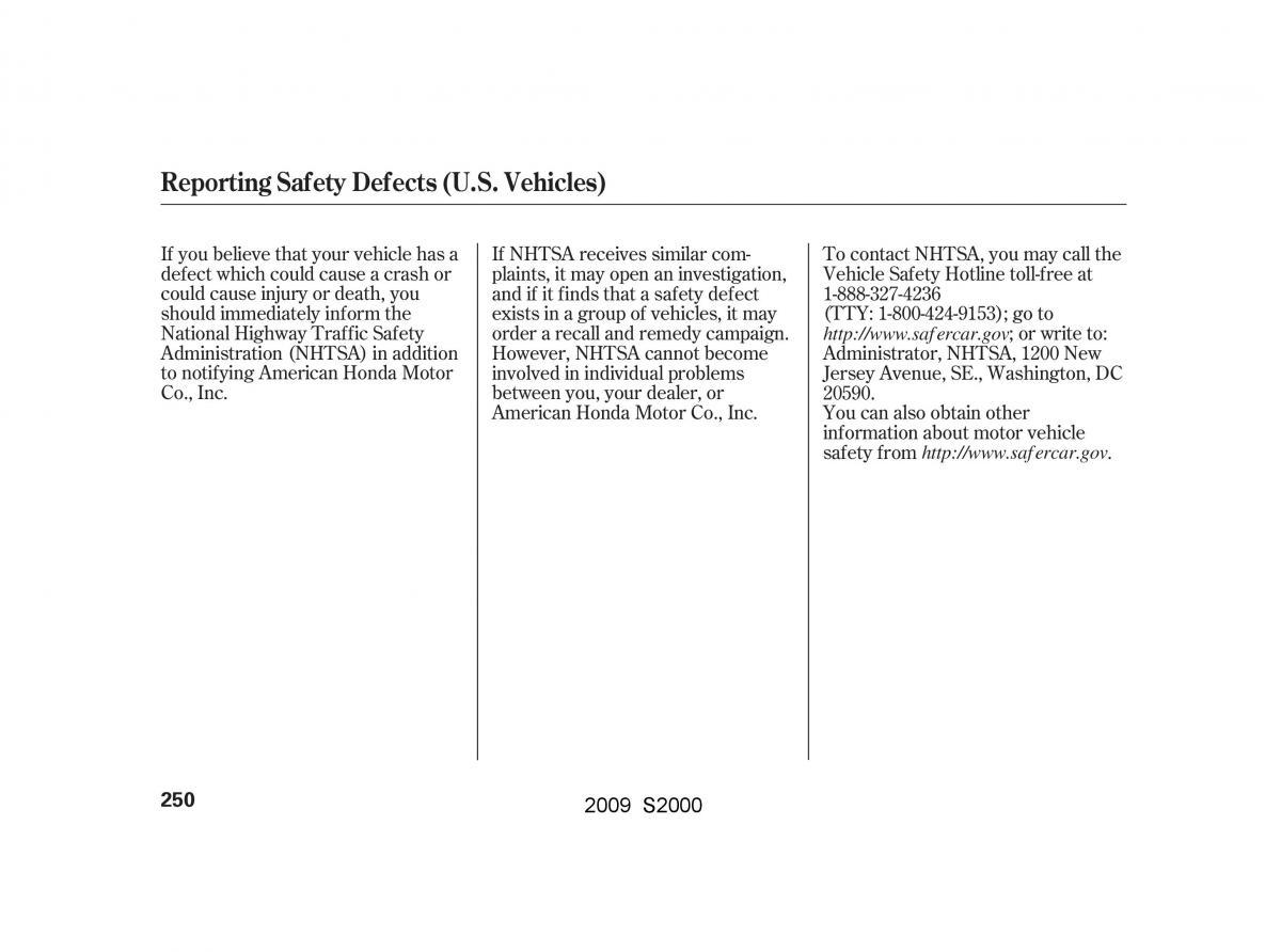 Honda S2000 AP2 owners manual / page 253