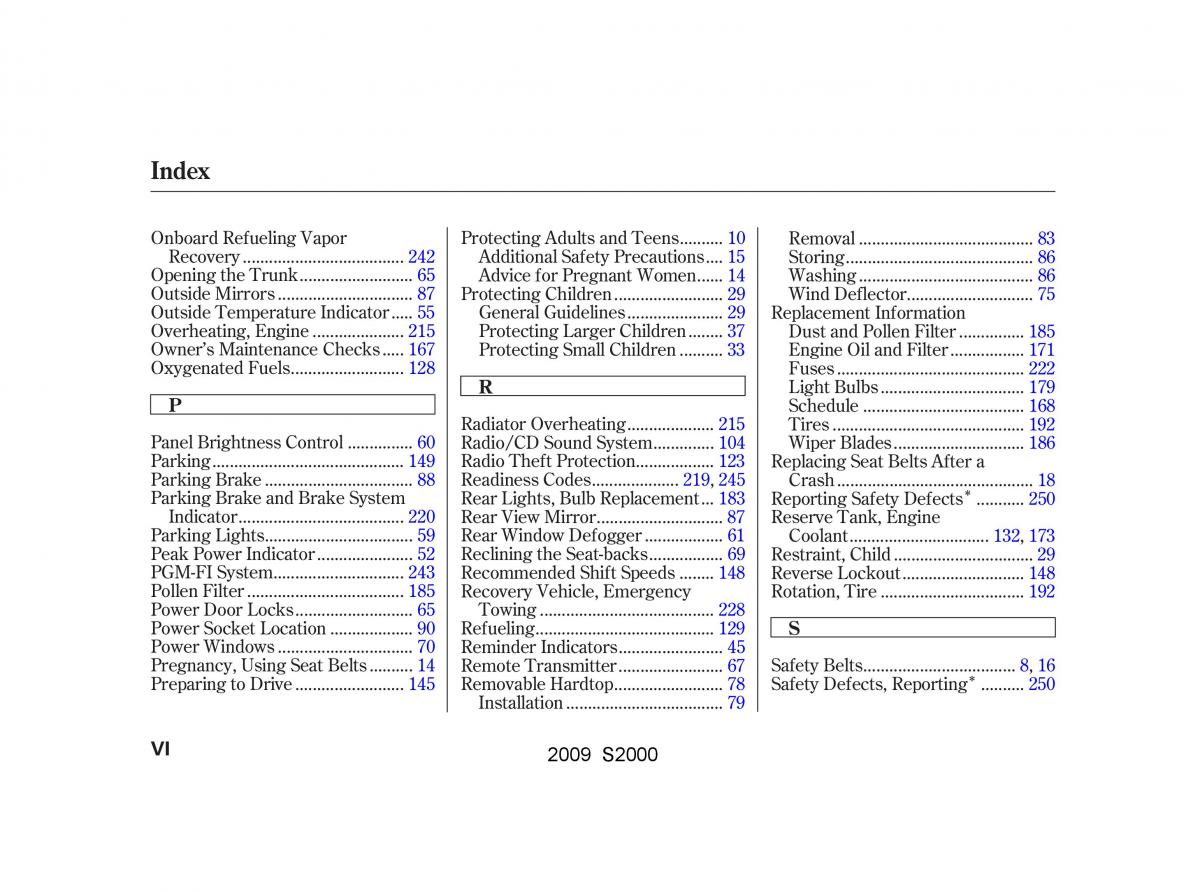 Honda S2000 AP2 owners manual / page 261