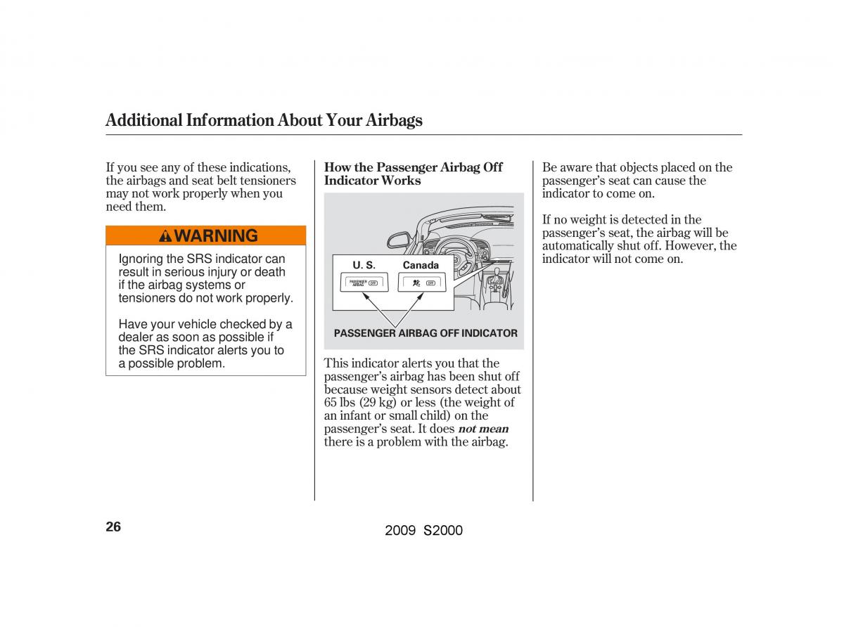 Honda S2000 AP2 owners manual / page 29