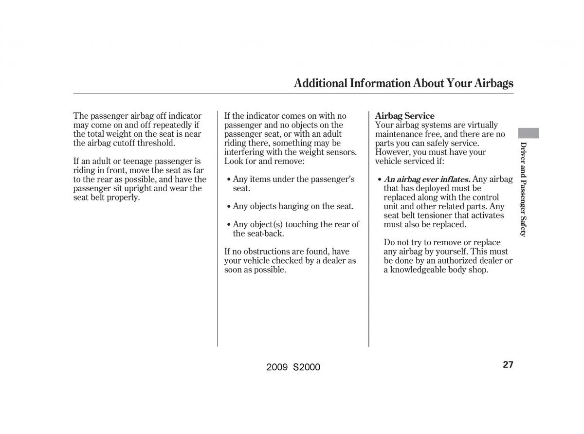 Honda S2000 AP2 owners manual / page 30