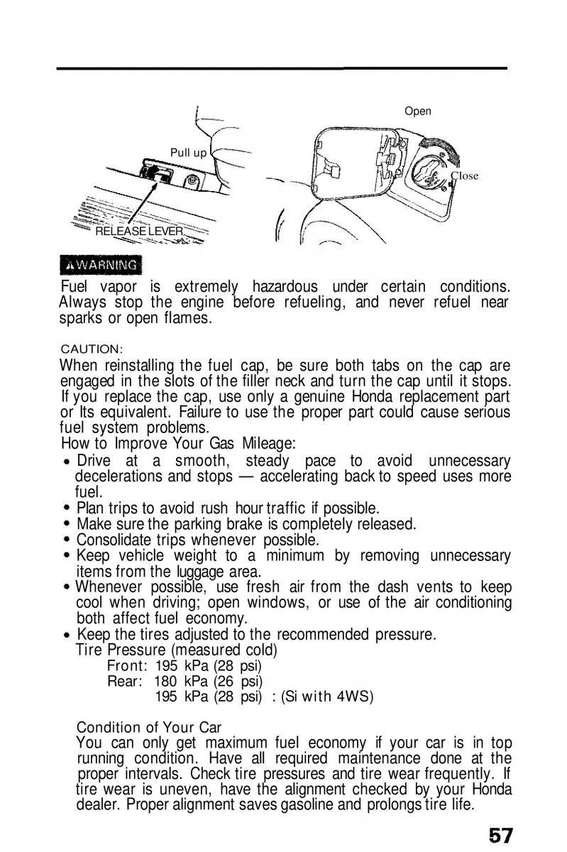 Honda Prelude III 3 owners manual / page 57