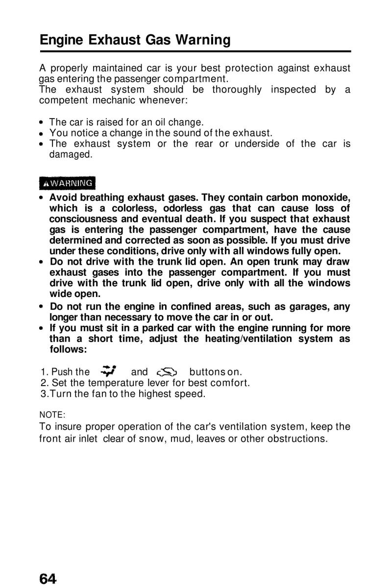 Honda Prelude III 3 owners manual / page 64