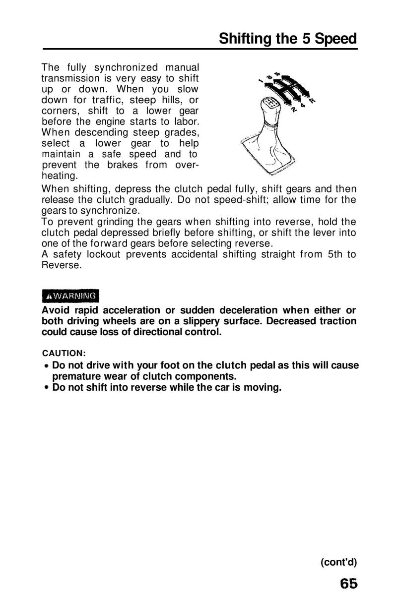 Honda Prelude III 3 owners manual / page 65