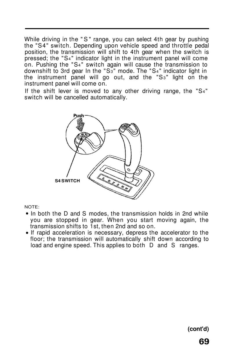 Honda Prelude III 3 owners manual / page 69