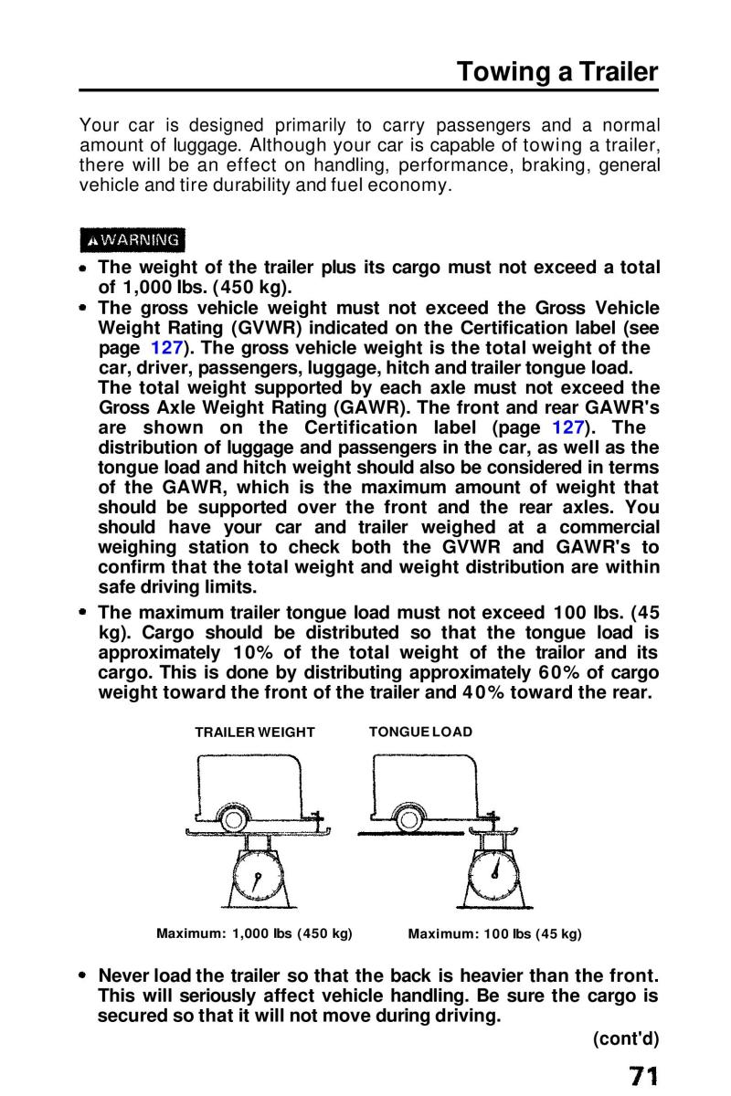 Honda Prelude III 3 owners manual / page 71