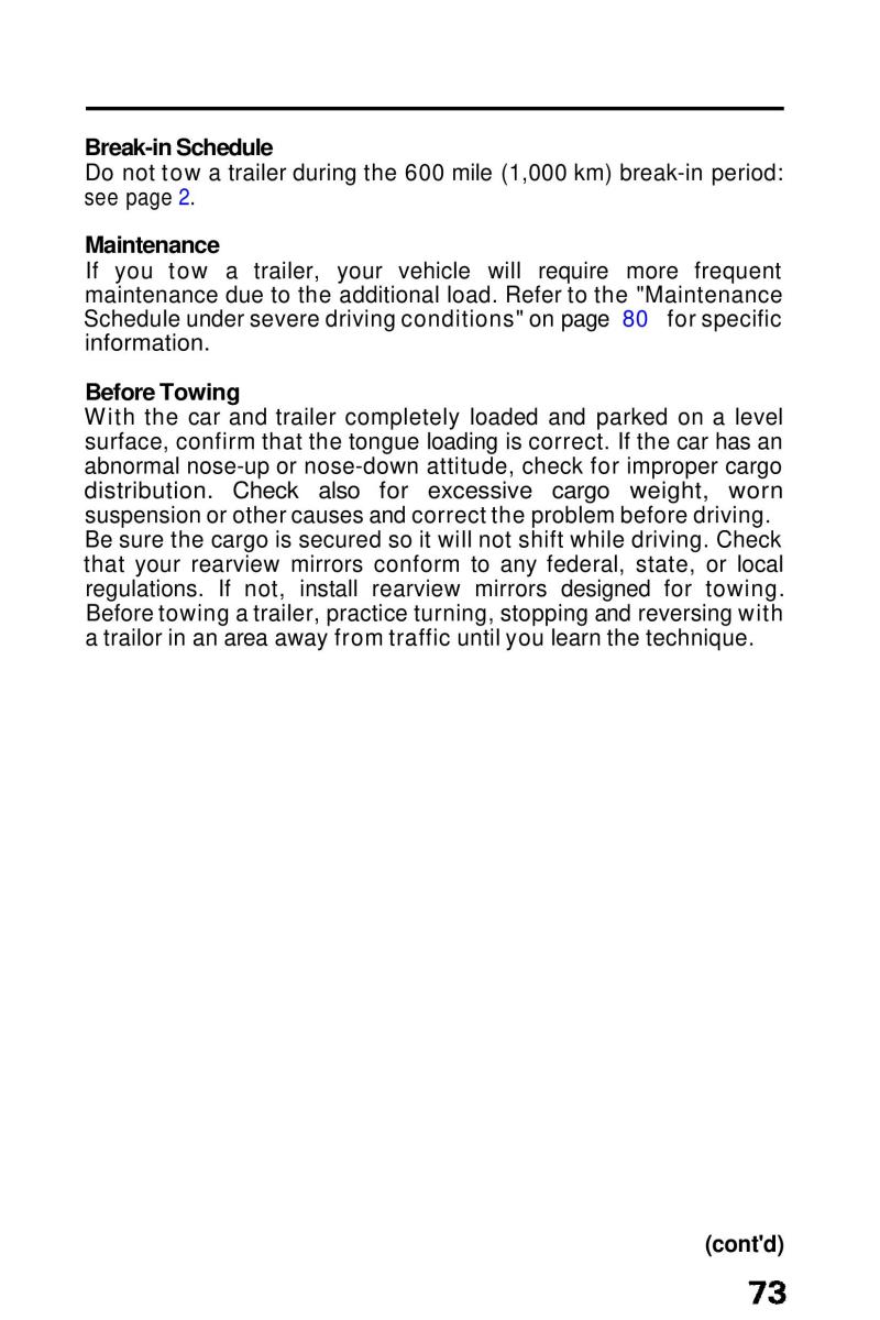 Honda Prelude III 3 owners manual / page 73