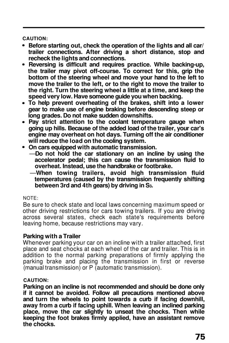 Honda Prelude III 3 owners manual / page 75